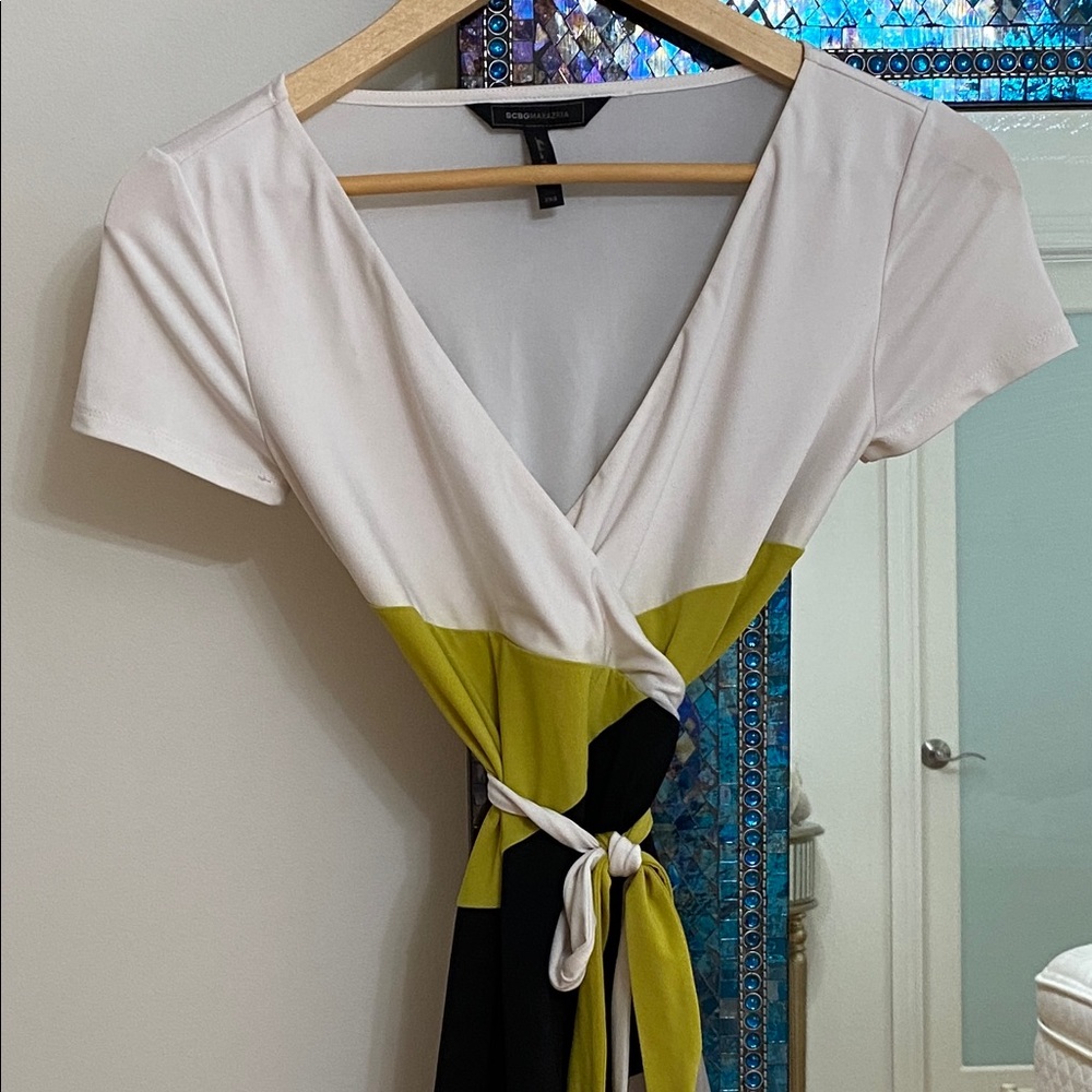 BCBG Colorblock Wrap Dress